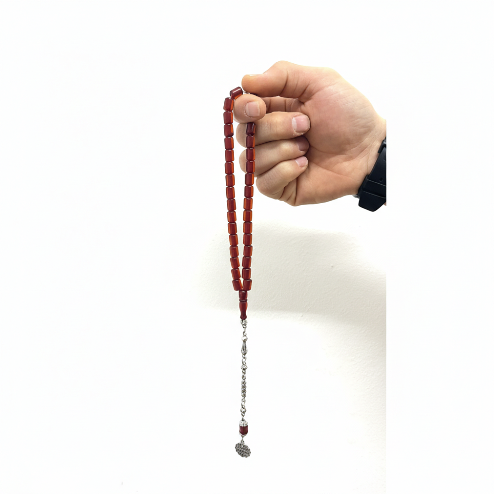 Kapsül Kesim Ateş Kehribar Model Tesbih