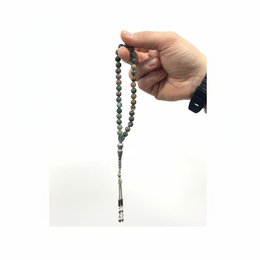 Doğanın Terapisi: Küre Kesim Yosun Akik Doğal Taş Tesbih