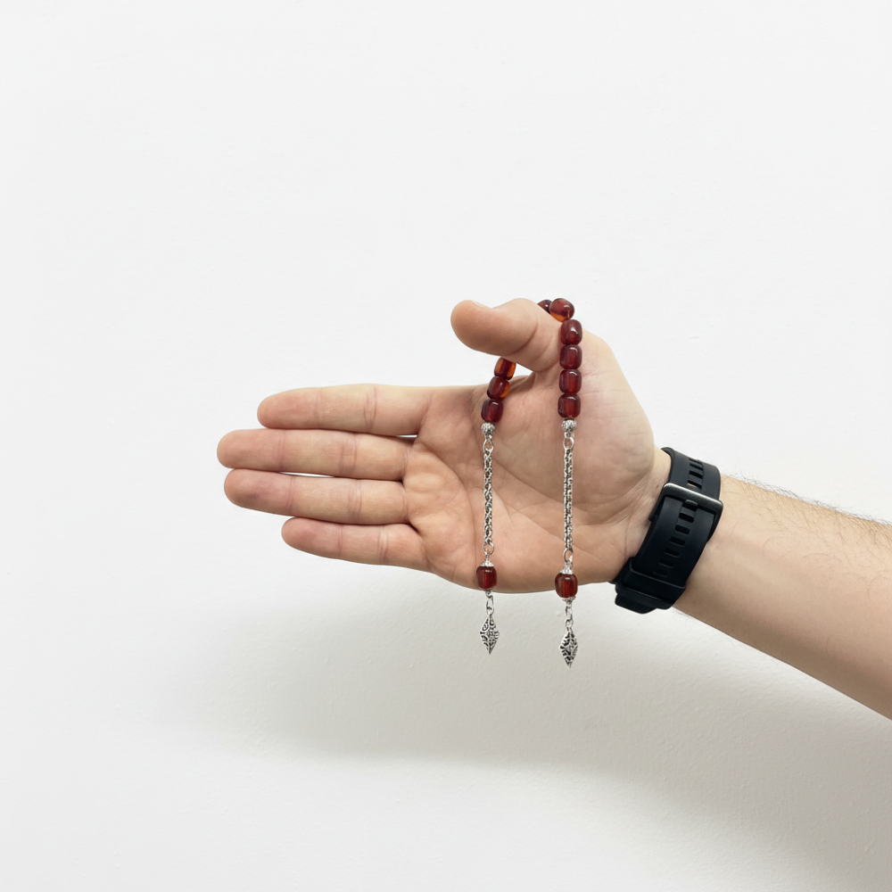 Bordo Arpa Kesim Kehribar ZAZA Tesbih