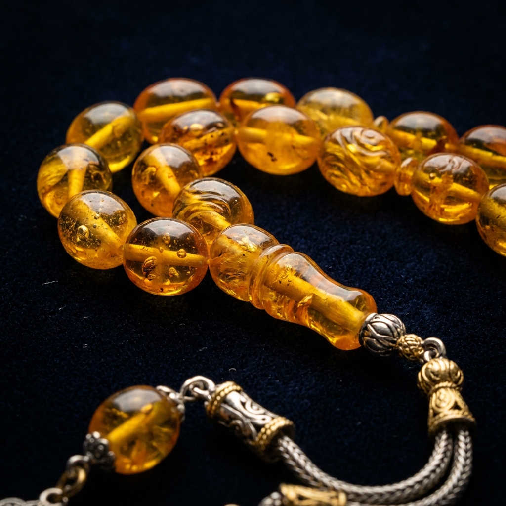 Premium Damla Kehribar Tesbih